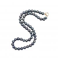 Natürliche Süßwasserperlen Halskette, Natürliche kultivierte Süßwasserperlen, rund, für Frau, schwarz, 8-9mm, Länge ca. 42 cm, verkauft von PC