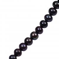 Turno coltivate in acqua dolce Perla, perla d'acquadolce coltivata naturalmente, Cerchio, DIY, nero, 6-6.5mm, Venduto per Appross. 37-39 cm filo