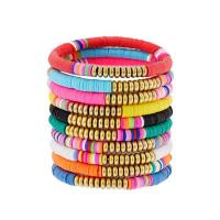 Fashion armbånd smykker, Polymer Clay, Runde, håndlavet, elastisk & forskellig emballage stil for valg & for kvinde, flere farver til valg, 6mm, Længde 7.5 inch, Solgt af PC