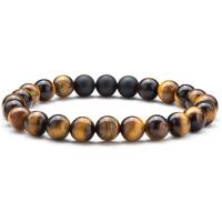 Gemstone Bracelets Tiger Eye with Red Turquoise & Howlite & Abrazine Stone & Lava Round handmade elastic & Unisex 8mm Length 7.5 Inch Sold By PC