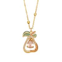 Cubic Zircon Micro Pave Brass Necklace with 2 extender chain gold color plated & micro pave cubic zirconia & for woman mixed colors nickel lead & cadmium free Length 17.7 Inch Sold By PC