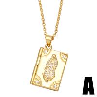 Cubic Zircon Micro Pave Brass Necklace, with 2 extender chain, Virgin Mary, gold color plated, different styles for choice & micro pave cubic zirconia & for woman, golden, nickel, lead & cadmium free, 27x15mm, Length:17.7 Inch, Sold By PC