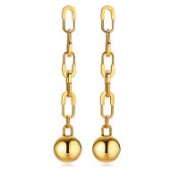 Stainless Steel Drop Earring, 304 Stainless Steel, Vacuum Ion Plating, fashion jewelry & for woman, golden, 10x56mm, Sold By Pair