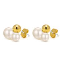 Stainless Steel Stud Earrings 304 Stainless Steel with Plastic Pearl fashion jewelry & for woman Sold By Pair