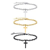 Stainless Steel Jewelry Bracelet, 304 Stainless Steel, with 1.97inch extender chain, Cross, fashion jewelry & for man, more colors for choice, 10x20mm, Sold Per Approx 7.1 Inch Strand