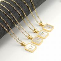 Stainless Steel Jewelry Necklace 304 Stainless Steel with Shell 18K gold plated fashion jewelry & with letter pattern & for woman & hollow golden Length Approx 17.72 Inch Sold By PC