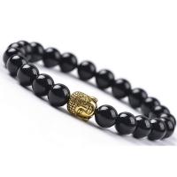 Gemstone Bracelets, Natural Stone, with Tibetan Style, Buddha, gold color plated, fashion jewelry & different materials for choice & Unisex, more colors for choice, Length:19 cm, Sold By PC