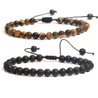 Gemstone Bracelets Natural Stone with Polyester Cord Round fashion jewelry & Unisex & adjustable 6mm Length 19 cm Sold By PC