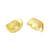 Tibetan Style Slide Charm, Ingot, gold color plated, DIY, golden, nickel, lead & cadmium free, 13x8x13mm, Hole:Approx 4mm, 10PCs/Bag, Sold By Bag