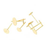 Brass Earring Stud Component, Flat Round, 18K gold plated, DIY & different size for choice, golden, nickel, lead & cadmium free, 100PCs/Bag, Sold By Bag