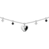 Zinc Alloy Jewelry Necklace with 6cm extender chain Heart silver color plated fashion jewelry & adjustable & micro pave cubic zirconia & for woman white and black nickel lead & cadmium free Length Approx 43 cm Sold By PC