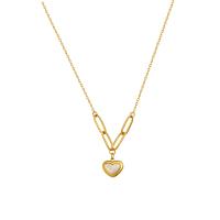 Ожерелья из латуни, Латунь, с Ракушка, Сердце, 14K плакирование железом, ювелирные изделия моды & Женский, оригинальный цвет, 473mm, продается PC