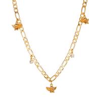 Colar de jóias de liga de zinco, cromado de cor dourada, joias de moda & para mulher, cor original, 435mm, vendido por PC