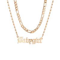 Zinc Alloy Jewelry Necklace gold color plated Double Layer & for woman original color 53mm Sold By PC