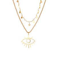 Zinc Alloy Jewelry Necklace gold color plated Double Layer & for woman original color 465mm Sold By PC