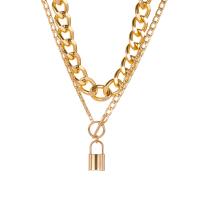 Zinc Alloy Jewelry Necklace Lock gold color plated Double Layer & for woman original color 560mm Sold By PC