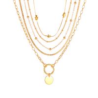 Multi Layer Necklace Zinc Alloy gold color plated multilayer & for woman original color 560mm Sold By PC