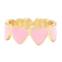 Brass Finger Ring, gold color plated, with heart pattern & different size for choice & for woman & enamel, more colors for choice, Sold By PC