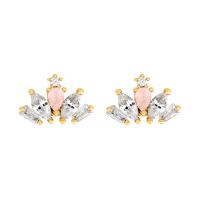 Tibetan Style Stud Earring, Brass, real gold plated, micro pave cubic zirconia & for woman, more colors for choice, nickel, lead & cadmium free, 4.5-14mm, Sold By Pair