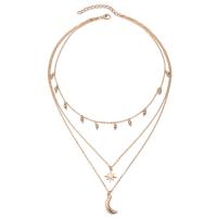 Multi Layer Necklace, Tibetan Style, with 1.96inch extender chain, Moon and Star, plated, three layers & for woman, more colors for choice, nickel, lead & cadmium free, Length:Approx 14.1 Inch, Approx 16.9 Inch, Approx 19.6 Inch, Sold By Set