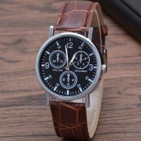 Men Wrist Watch, Tibetan Style, with PU Leather & Glass, waterproofless & Chinese movement & for man, more colors for choice, nickel, lead & cadmium free, 38*20mm, Sold By PC
