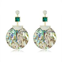 Shell Earrings Zinc Alloy with Abalone Shell gold color plated fashion jewelry & for woman & with rhinestone nickel lead & cadmium free Sold By Pair