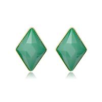 Resin Earring Zinc Alloy with Resin Rhombus 14K gold plated fashion jewelry & for woman nickel lead & cadmium free Sold By Pair