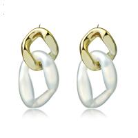 Zinklegierung Ohrringe, mit Acetat-Blatt, 14 K vergoldet, Modeschmuck & für Frau & hohl, frei von Nickel, Blei & Kadmium, 54x26mm, verkauft von Paar