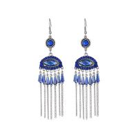 Fashion Fringe Earrings Zinc Alloy vintage & fashion jewelry & for woman & with rhinestone nickel lead & cadmium free Sold By Pair