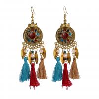 Fashion Fringe Earrings, Tibetan Style, with Crystal, antique gold color plated, vintage & fashion jewelry & for woman & enamel, more colors for choice, nickel, lead & cadmium free, 110x40mm, Sold By Pair
