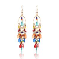 Fashion Fringe Earrings, Tibetan Style, with Seedbead & Acrylic, gold color plated, vintage & fashion jewelry & for woman, more colors for choice, nickel, lead & cadmium free, 125x40mm, Sold By Pair