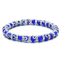 Evil Eye Jewelry Bracelet, Glass Beads, with Tibetan Style bead, fashion jewelry & Unisex & with rhinestone, more colors for choice, Length:Approx 7.09 Inch, Sold By PC