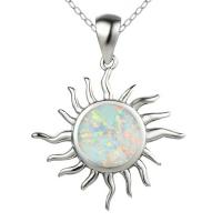 Zinc Alloy Jewelry Necklace with Opal Sun silver color plated for woman nickel lead & cadmium free 35mm Length Approx 45 cm Sold By PC