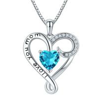Zinc Alloy Jewelry Necklace with Opal & Cubic Zirconia Heart silver color plated for woman & faceted & hollow nickel lead & cadmium free Length Approx 45 cm Sold By PC