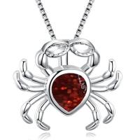 Zinc Alloy Jewelry Necklace with Opal Crab silver color plated for woman nickel lead & cadmium free Length Approx 45 cm Sold By PC