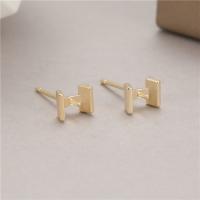 Brass Earring Stud Component 14K gold plated DIY & for woman nickel lead & cadmium free Sold By Pair