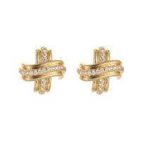Cubic Zirconia Micro Pave Brass Earring, 14K gold plated, different styles for choice & micro pave cubic zirconia & for woman, more colors for choice, nickel, lead & cadmium free, Sold By Pair