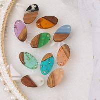 Wood Pendants, with Resin, Oval, epoxy gel, Unisex, more colors for choice, 11x20mm, Approx 20PCs/Bag, Sold By Bag
