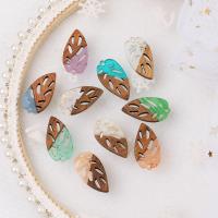 Wood Pendants, with Resin, Leaf, epoxy gel, Unisex, more colors for choice, 15x28mm, Approx 20PCs/Bag, Sold By Bag