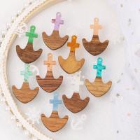 Wood Pendants, with Resin, Anchor, epoxy gel, Unisex, more colors for choice, 25x38mm, Approx 10PCs/Bag, Sold By Bag