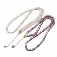 Naturliga sötvatten pärlband, Freshwater Pearl, med 5cm extender kedja, Flat Round, för kvinna, fler färger för val, 5mm, Längd Ca 37 cm, Säljs av PC