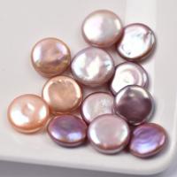 Inga Hål odlad sötvattenspärla pärlor, Freshwater Pearl, Flat Round, DIY & inget hål, blandade färger, 16-18mm, Säljs av PC