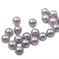 Cultured No Hole Freshwater Pearl Beads, Round, DIY, silver-grey, 10-11mm, Sold By PC