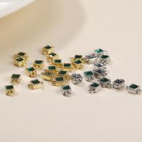 Connecteur de bijoux en laiton, avec zircon cubique, Carré, Placage, DIY & boucle de 1/1, plus de couleurs à choisir, protéger l'environnement, sans nickel, plomb et cadmium, 4x7mm, Vendu par PC