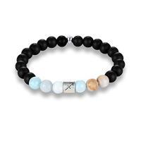 Gemstone Bracelets Abrazine Stone with ​Amazonite​ & Zinc Alloy Round silver color plated elastic & Unisex mixed colors 8mm Length 7.5 Inch Sold By PC