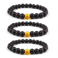 Gemstone Bracelets, Abrazine Stone, Round, elastic & Unisex, black, 8mm, Length:7.5 Inch, Sold By PC