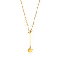 304 Stainless Steel Necklace, with 1.97inch extender chain, Heart, fashion jewelry & for woman, golden, 7mm, Length:Approx 17.7 Inch, Sold By PC