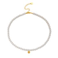 Kunststoff Perlen Halskette, mit Messing, mit Verlängerungskettchen von 1.97inch, Modeschmuck & verschiedene Stile für Wahl & für Frau, goldfarben, Länge:ca. 15.75 ZollInch, verkauft von PC