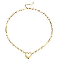 Edelstahl Schmuck Halskette, 304 Edelstahl, mit Verlängerungskettchen von 1.97inch, Herz, Modeschmuck & für Frau, keine, 4mm,16mm, Länge:ca. 17.72 ZollInch, verkauft von PC