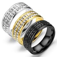 304 nehrđajućeg čelika Finger Ring, bez spolne razlike & različite veličine za izbor & s Rhinestone, više boja za izbor, Prodano By PC